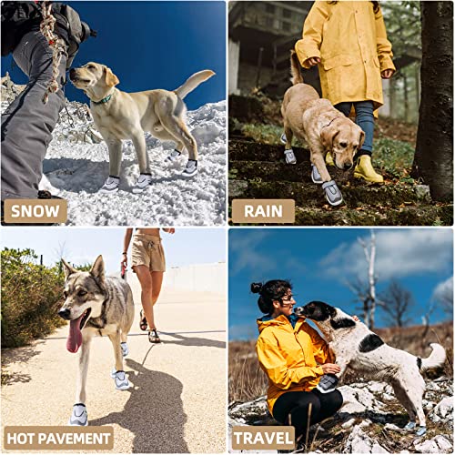Hcpet Dog Boots Size 5 for Large Dogs – Breathable Nylon Paw Protectors for Hiking, Snow, and Hot Pavement