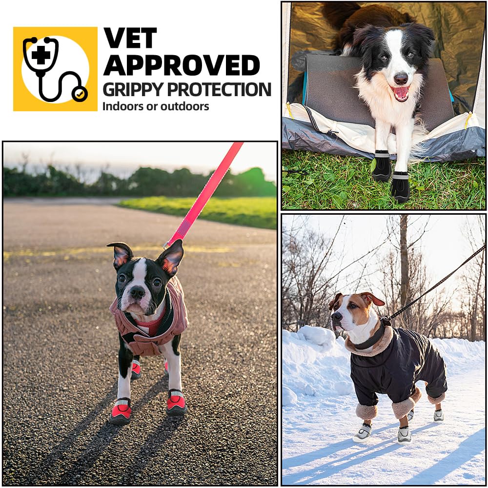 Hcpet Dog Boots Size 5 for Large Dogs – Breathable Nylon Paw Protectors for Hiking, Snow, and Hot Pavement