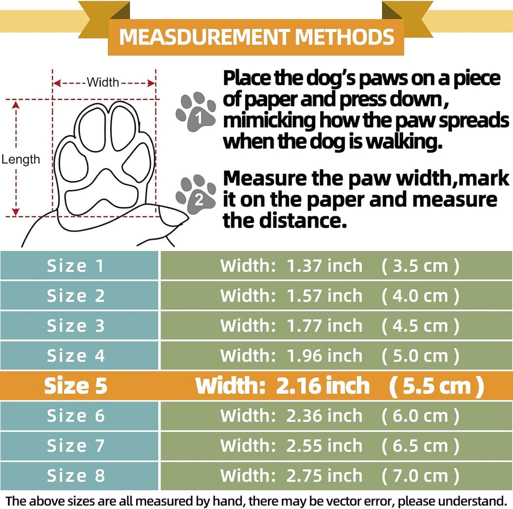 Hcpet Dog Boots Size 5 for Large Dogs – Breathable Nylon Paw Protectors for Hiking, Snow, and Hot Pavement