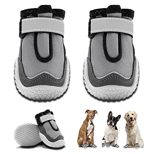 Hcpet Dog Boots Size 5 for Large Dogs – Breathable Nylon Paw Protectors for Hiking, Snow, and Hot Pavement