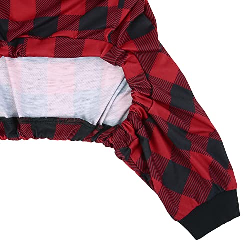 HDE Medium Dog Pajamas – Buffalo Plaid One Piece Stretchy Pet Jumpsuit