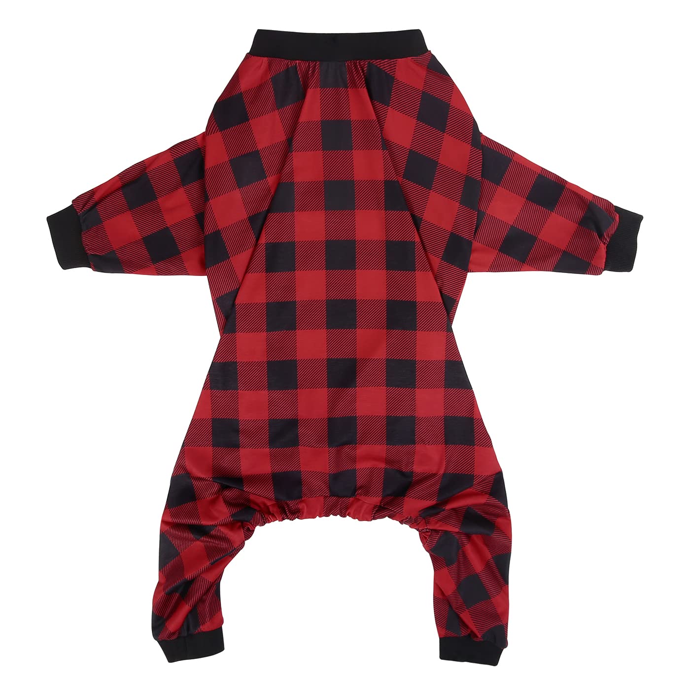 HDE Medium Dog Pajamas – Buffalo Plaid One Piece Stretchy Pet Jumpsuit