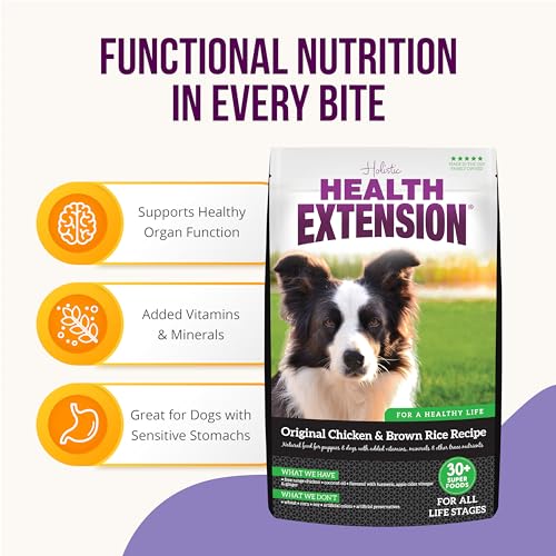 Health Extension Original Chicken & Brown Rice Dry Dog Food – Protein-Packed with Probiotics & Superfoods, 4 lb