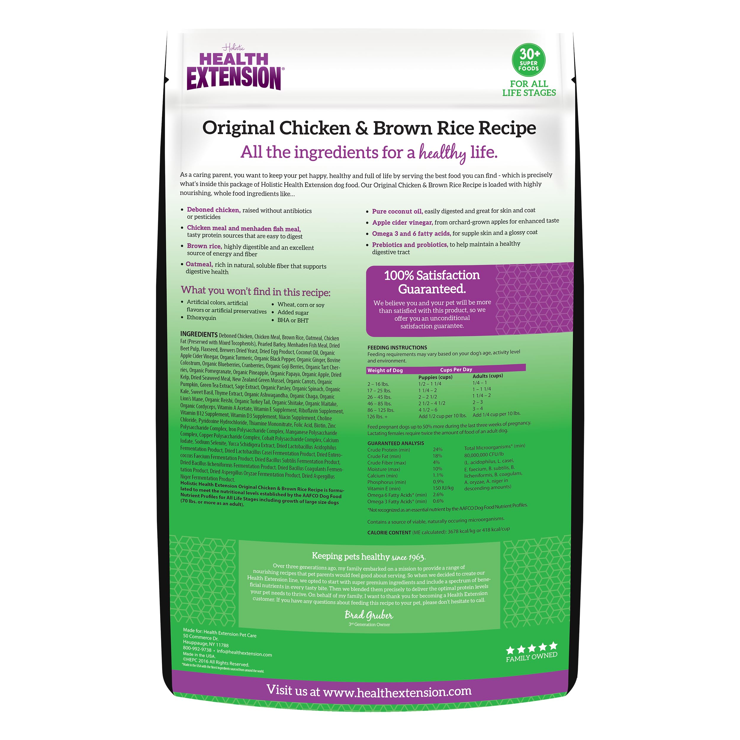 Health Extension Original Chicken & Brown Rice Dry Dog Food – Protein-Packed with Probiotics & Superfoods, 4 lb