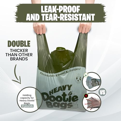 Heavy Dootie Bags with EZ Tie Handles – 100 Count, Large 2.8-Gallon Leakproof Pet Waste Bags for GoGo Stik Scoopers