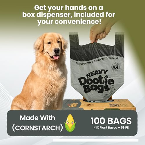 Heavy Dootie Bags with EZ Tie Handles – 100 Count, Large 2.8-Gallon Leakproof Pet Waste Bags for GoGo Stik Scoopers