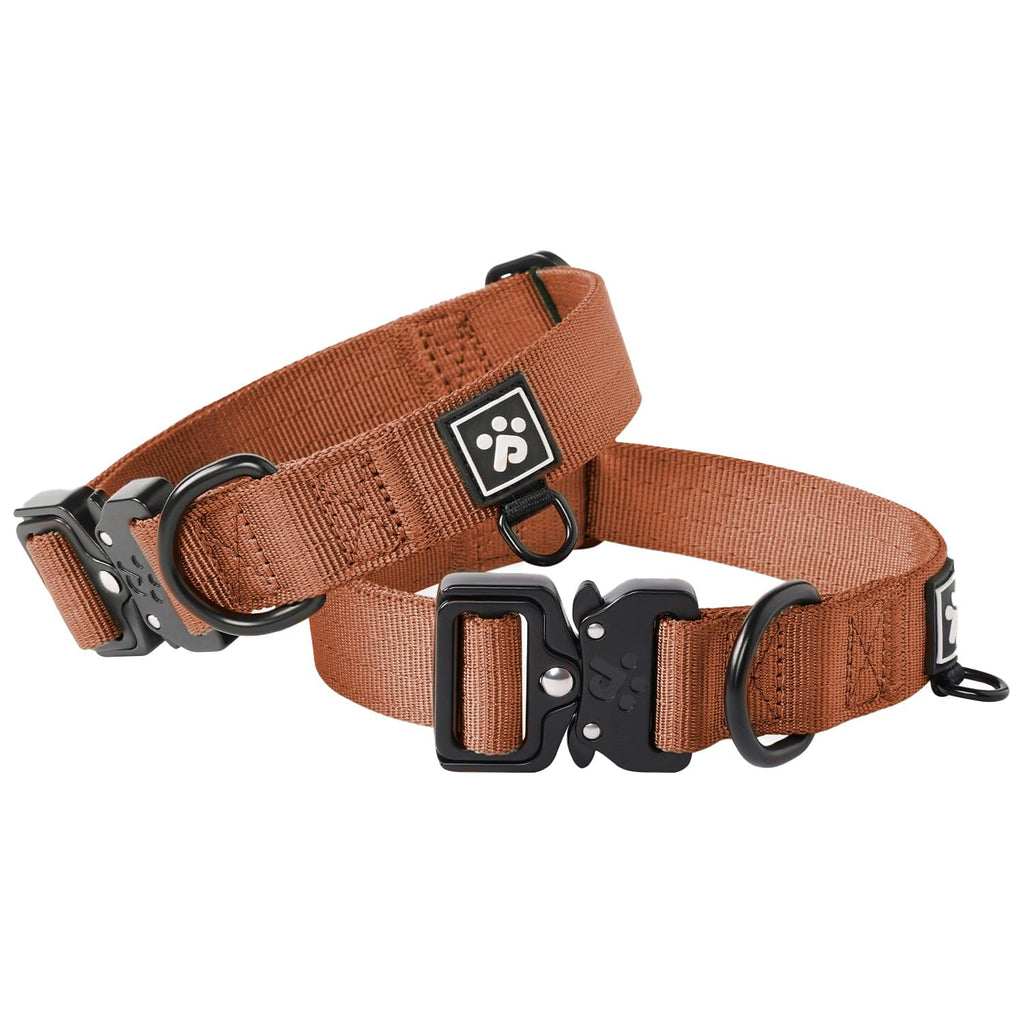 Heavy Duty Tactical Dog Collar for Large Dogs - Reinforced 1000D Nylon with COBRA Quick-Release Buckle, Canyon Red (Size L)