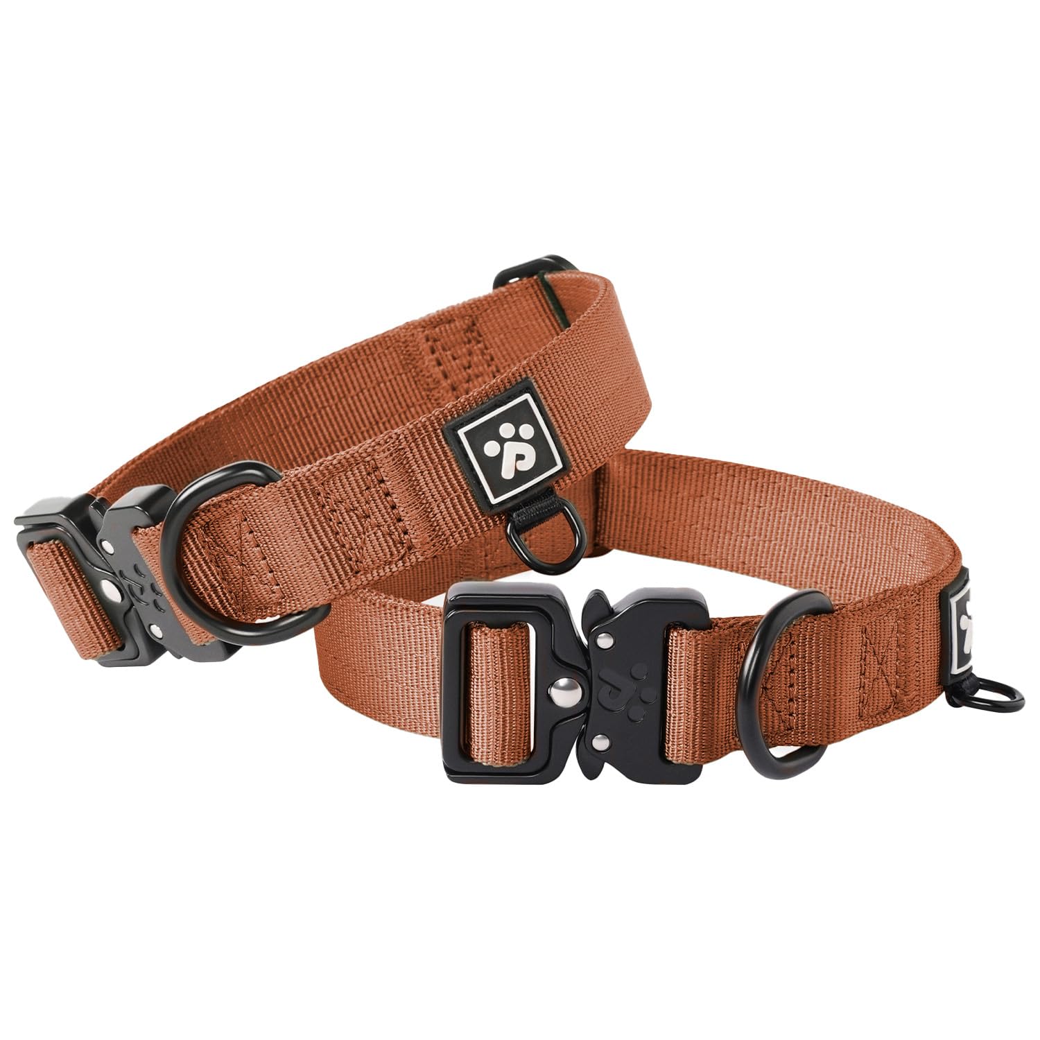 Heavy Duty Tactical Dog Collar for Large Dogs - Reinforced 1000D Nylon with COBRA Quick-Release Buckle, Canyon Red (Size L)