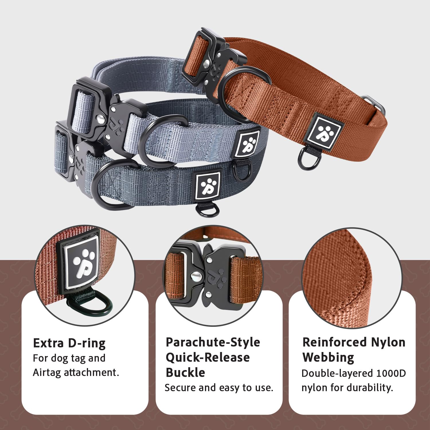 Heavy Duty Tactical Dog Collar for X-Large Dogs - Canyon Red, XL