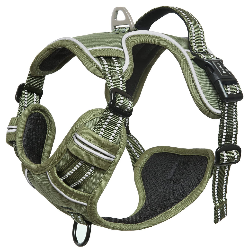 HEELE No Pull Dog Harness, Size M – Adjustable Padded Reflective Vest with Handle for Small to Medium Dogs, Green