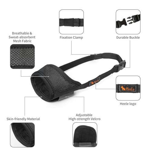 HEELE Soft Nylon Dog Muzzle XXL - Breathable, Adjustable, Anti-Biting for Large Dogs