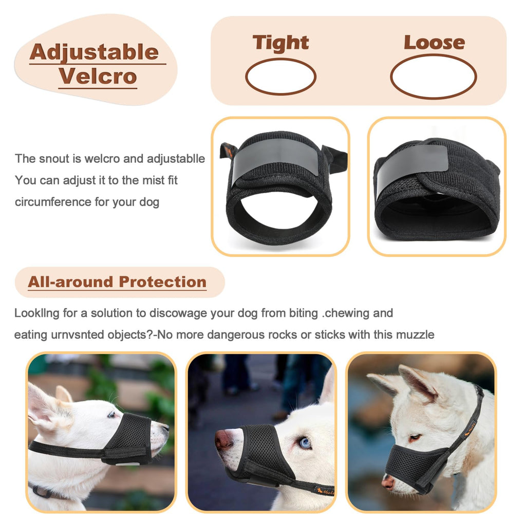 HEELE Soft Nylon Dog Muzzle XXL - Breathable, Adjustable, Anti-Biting for Large Dogs