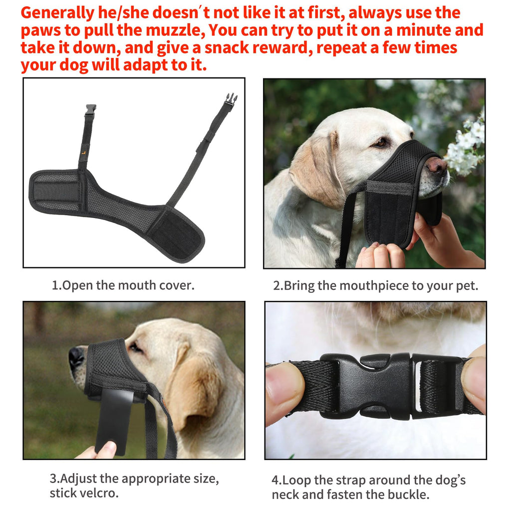 HEELE Soft Nylon Dog Muzzle XXL - Breathable, Adjustable, Anti-Biting for Large Dogs