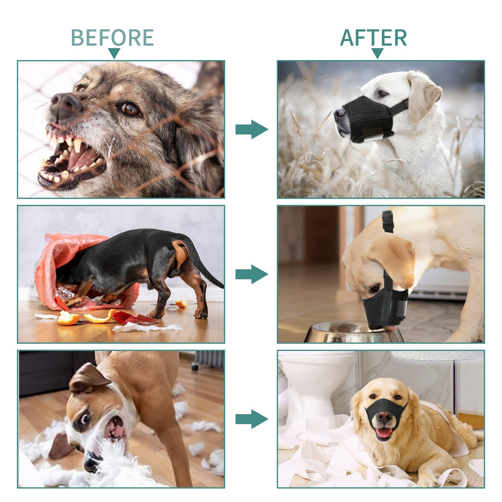 HEELE Soft Nylon Dog Muzzle XXL - Breathable, Adjustable, Anti-Biting for Large Dogs