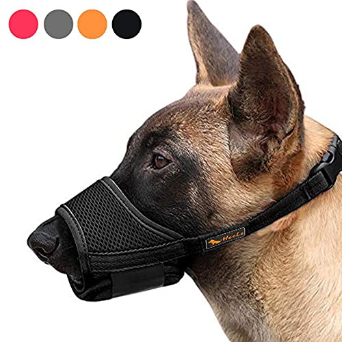 HEELE Soft Nylon Dog Muzzle XXL - Breathable, Adjustable, Anti-Biting for Large Dogs