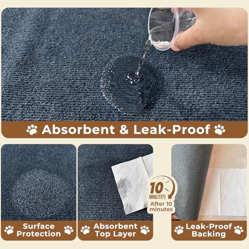 Heliospark Dog Crate Mat - 24x36 inch Waterproof Non-Slip Rubber Kennel Mat, Reusable Puppy Pee Pad, Ash Gray