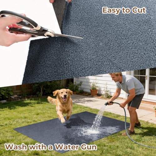 Heliospark Dog Crate Mat - 24x36 inch Waterproof Non-Slip Rubber Kennel Mat, Reusable Puppy Pee Pad, Ash Gray