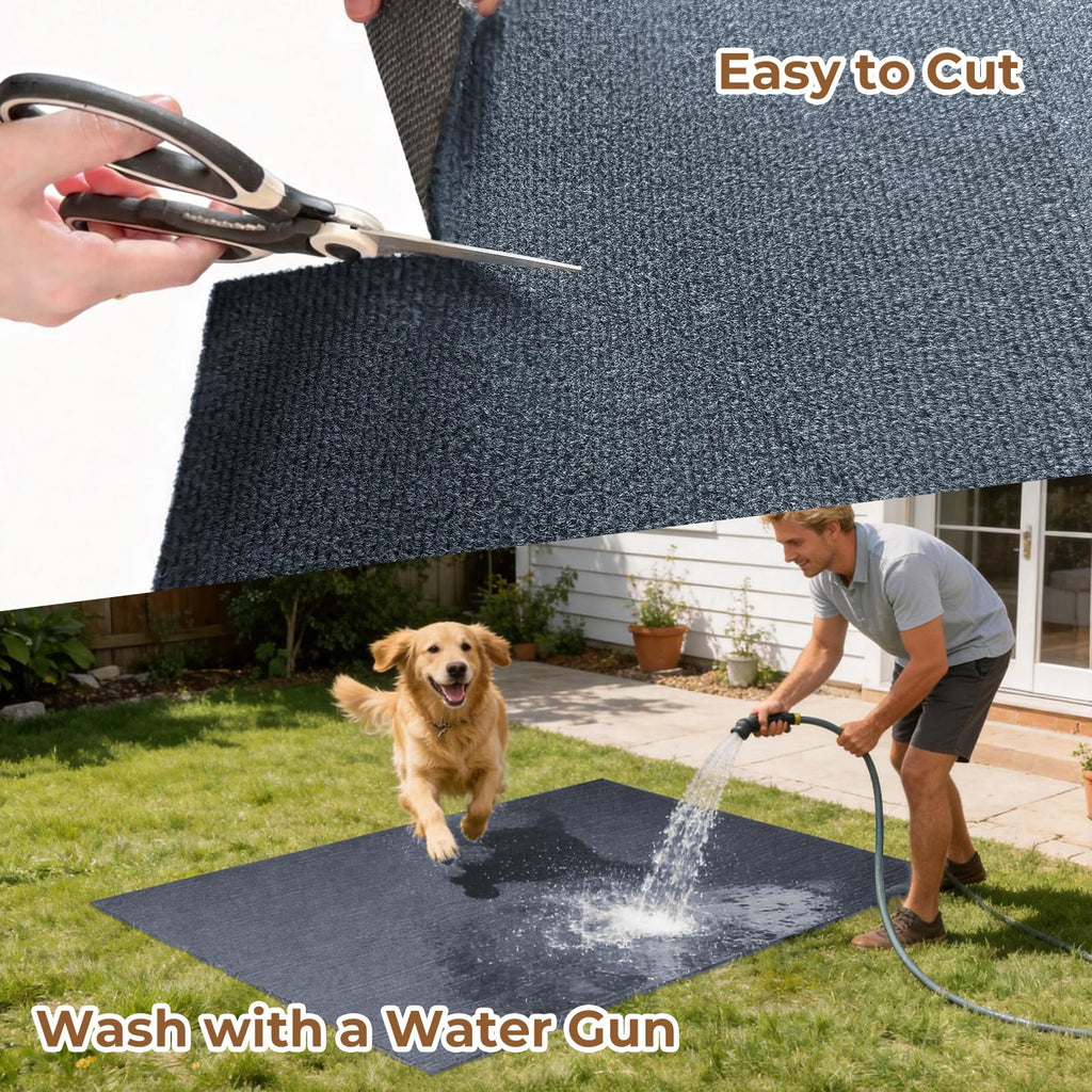 Heliospark Dog Crate Mat - 24x36 inch Waterproof Non-Slip Rubber Kennel Mat, Reusable Puppy Pee Pad, Ash Gray