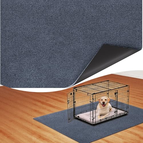 Heliospark Dog Crate Mat - 24x36 inch Waterproof Non-Slip Rubber Kennel Mat, Reusable Puppy Pee Pad, Ash Gray