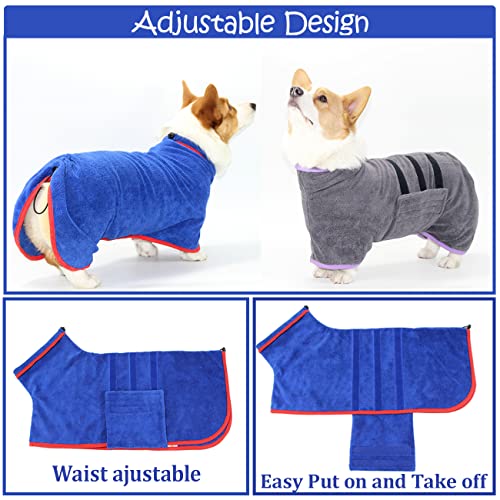 HhiMyOct Fast Drying Dog Towel Robe – Super Absorbent Microfiber Pet Bathrobe with Adjustable Collar & Belly Strap, Large