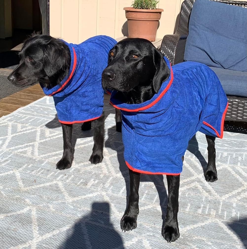 HhiMyOct Fast Drying Dog Towel Robe – Super Absorbent Microfiber Pet Bathrobe with Adjustable Collar & Belly Strap, Large