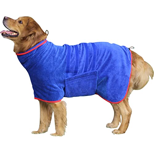 HhiMyOct Fast Drying Dog Towel Robe – Super Absorbent Microfiber Pet Bathrobe with Adjustable Collar & Belly Strap, Large