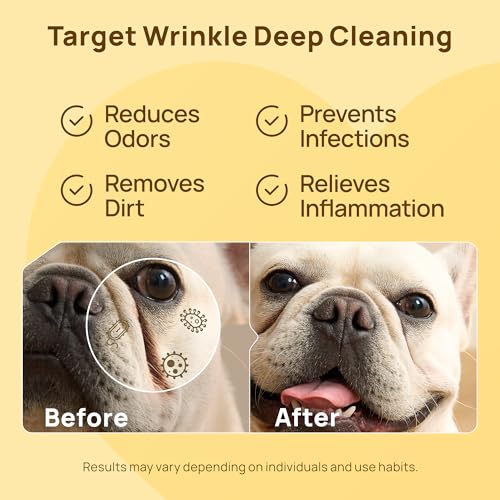 HICC PET Wrinkle Wipes – Vet-Recommended Dog Wipes for French Bulldogs, Pugs, and English Bulldogs (100 Counts)