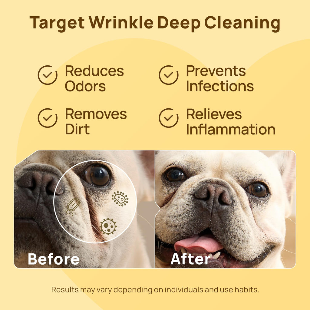 HICC PET Wrinkle Wipes – Vet-Recommended Dog Wipes for French Bulldogs, Pugs, and English Bulldogs (100 Counts)