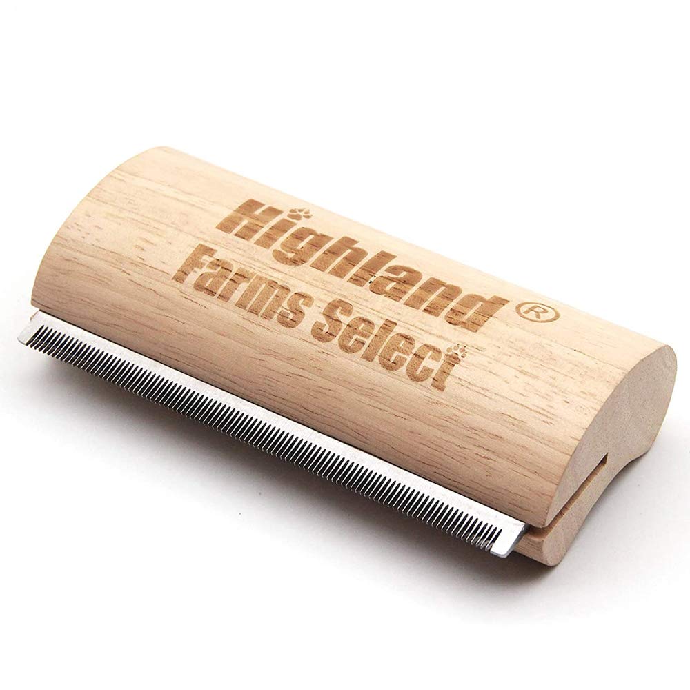 Highland Farms Select Deshedding Grooming Brush – 5 Inch, Ergonomic Wood Handle, for Dogs, Cats & Horses