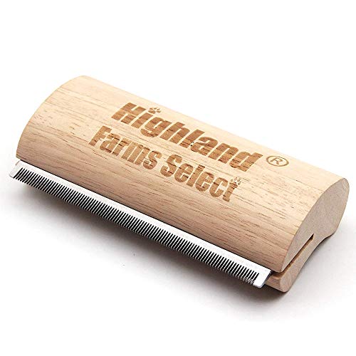 Highland Farms Select Deshedding Grooming Brush – 5 Inch, Ergonomic Wood Handle, for Dogs, Cats & Horses