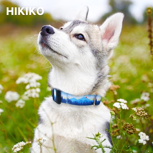 Hikiko Martingale Dog Collar - Nylon, Quick Release Buckle, No Slip, Medium, Hill Pattern