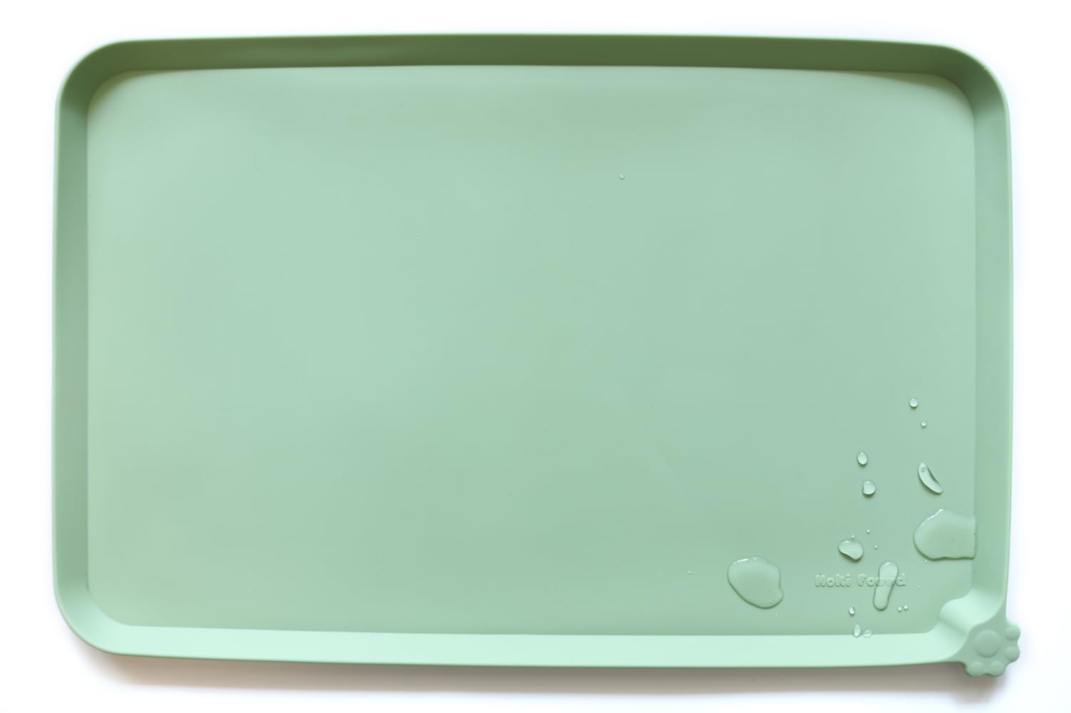 Hoki Found Silicone Non-Slip Pet Food Mat – 19×12 Inch Waterproof Bowl Placemat for Dogs and Cats, Jade
