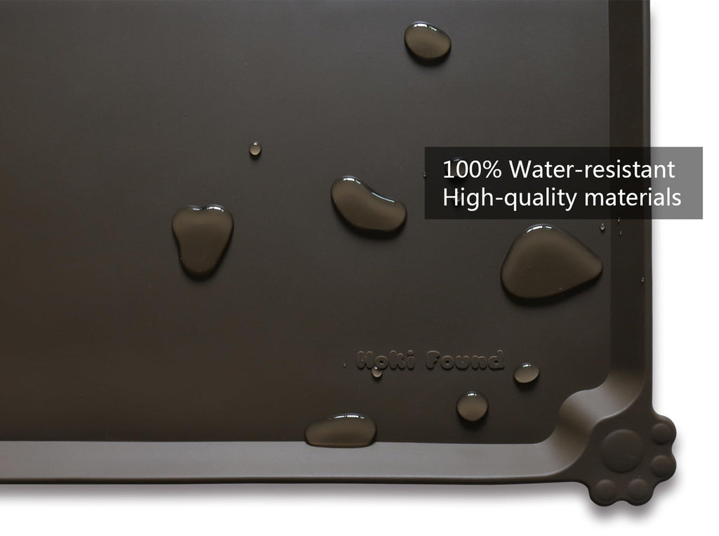 Hoki Found Silicone Pet Feeding Mat – Non-Slip, Waterproof, 19x12 Inches, Coffee