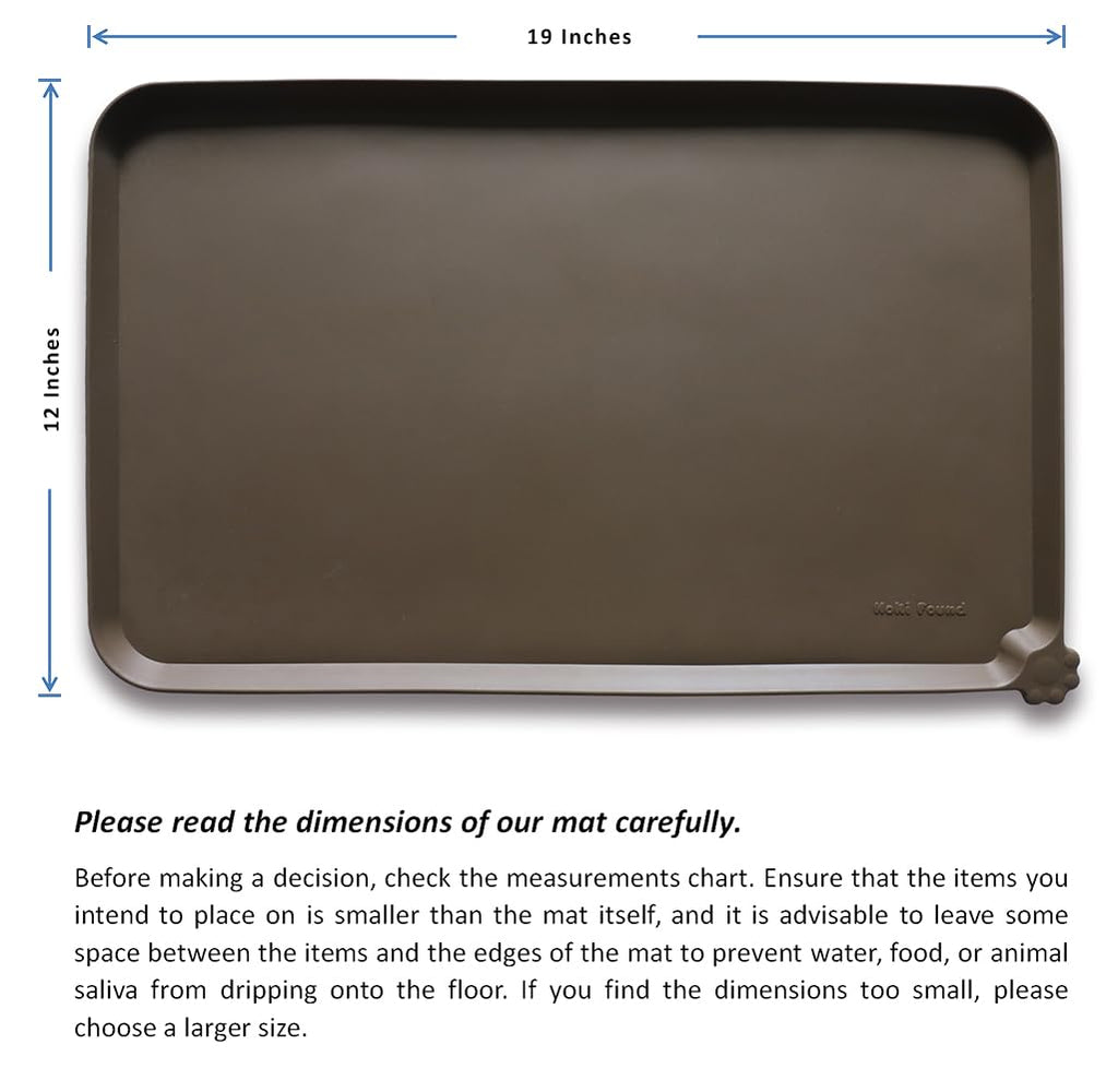 Hoki Found Silicone Pet Feeding Mat – Non-Slip, Waterproof, 19x12 Inches, Coffee