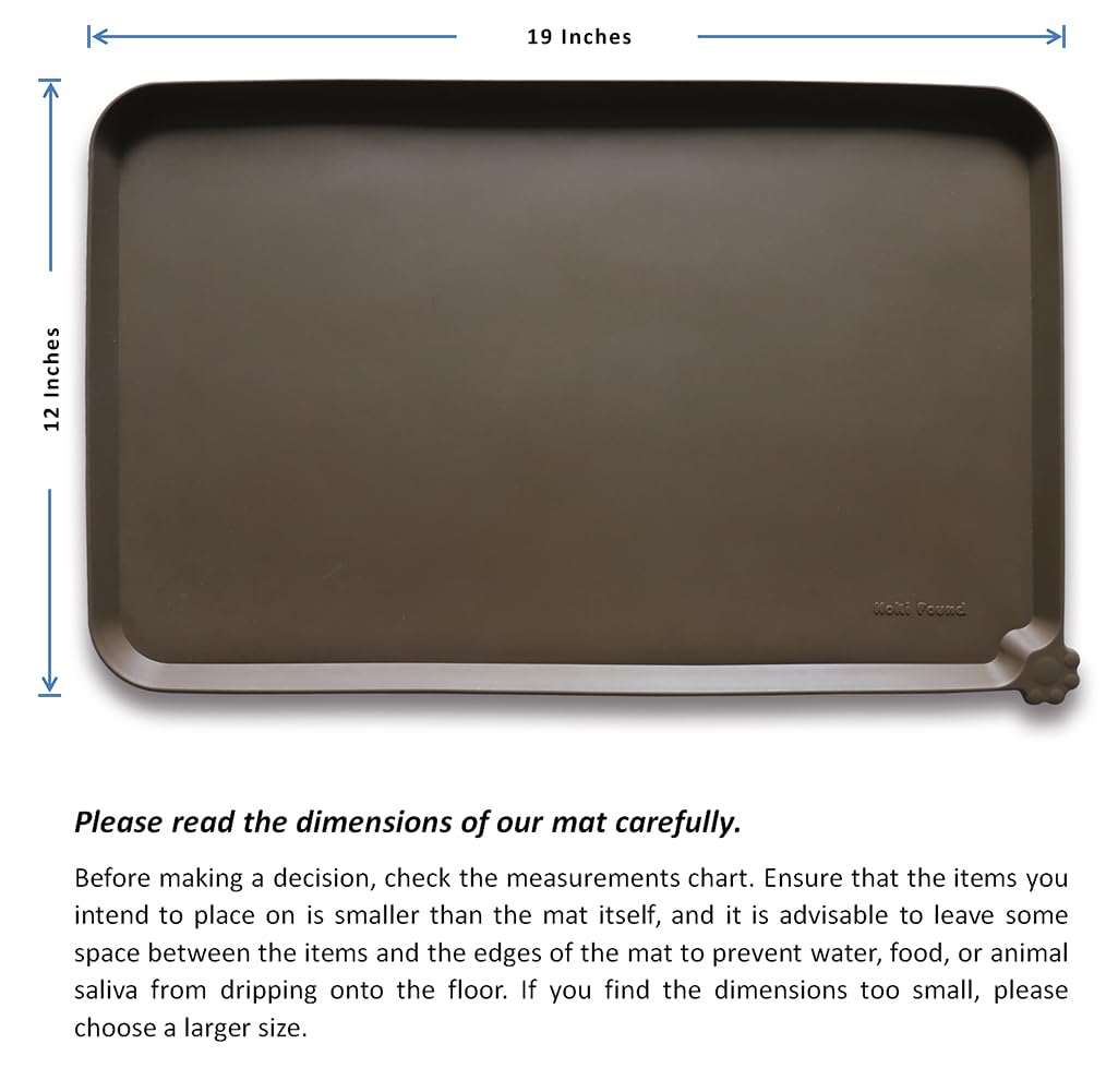 Hoki Found Silicone Pet Feeding Mat – Non-Slip, Waterproof, 19x12 Inches, Coffee