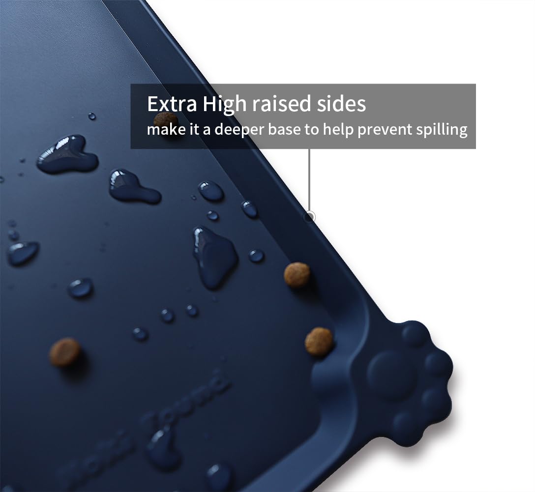 Hoki Found Silicone Pet Feeding Mat – Non-Toxic, High-Edge, French Navy