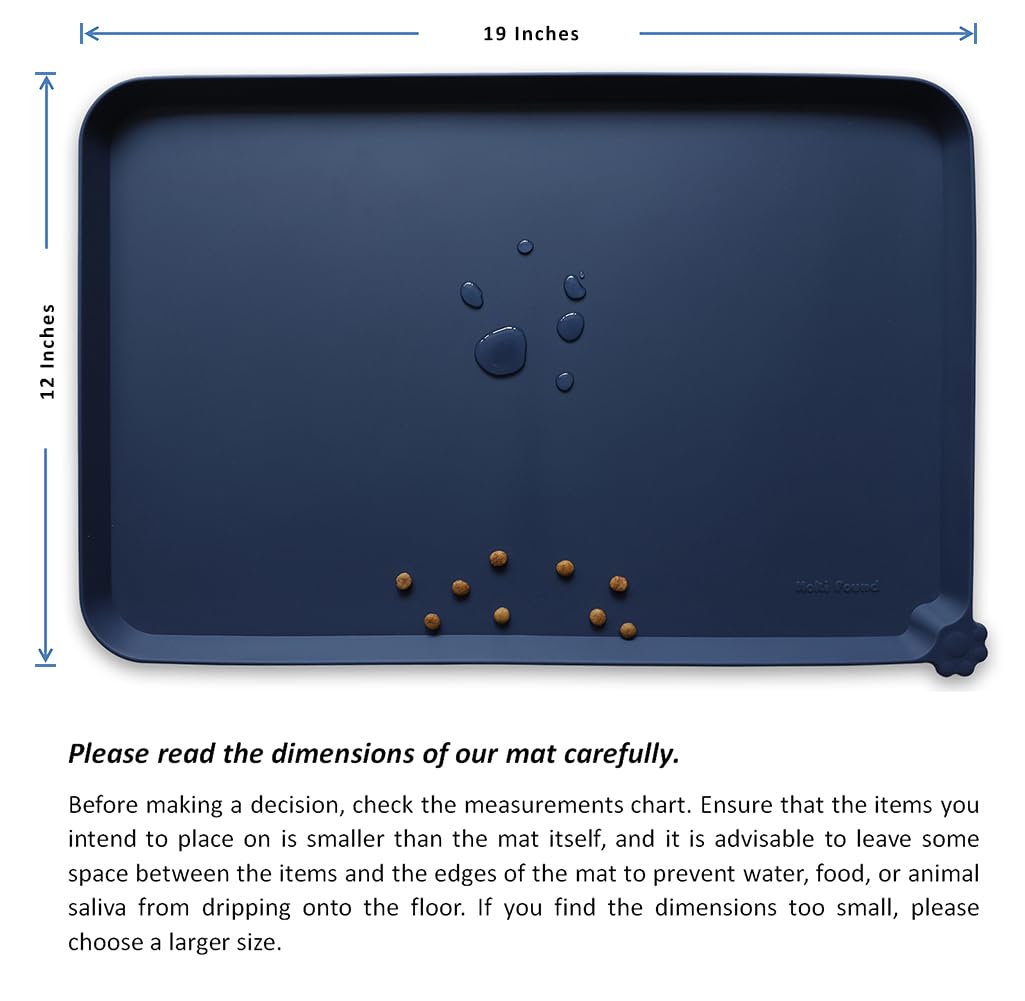 Hoki Found Silicone Pet Feeding Mat – Non-Toxic, High-Edge, French Navy