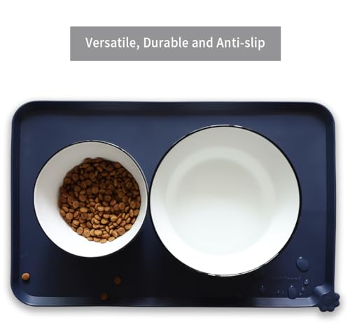 Hoki Found Silicone Pet Feeding Mat – Non-Toxic, High-Edge, French Navy