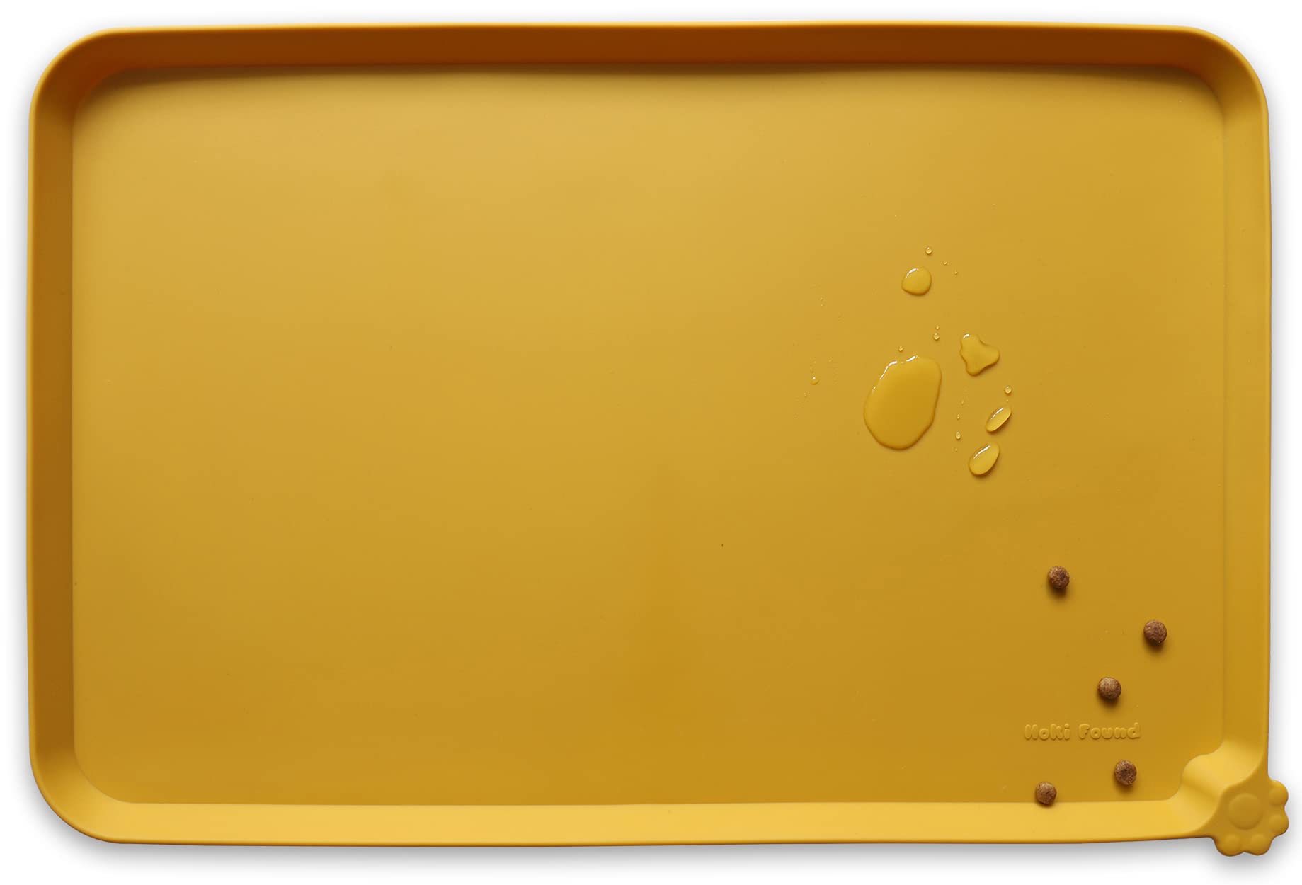 Hoki Found Silicone Pet Food Mat - Honey, 19x12 inch, Non-Toxic, Waterproof, Non-Skid Tray for Dogs and Cats