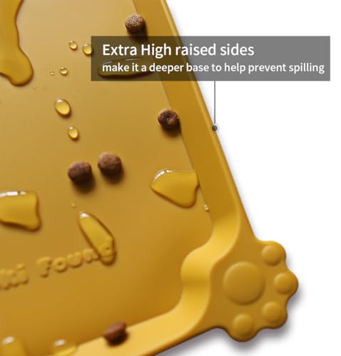 Hoki Found Silicone Pet Food Mat - Honey, 19x12 inch, Non-Toxic, Waterproof, Non-Skid Tray for Dogs and Cats