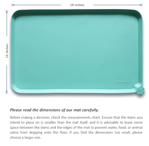 Hoki Found Silicone Pet Food Mat - Non-Slip, Waterproof Feeding Mat for Cats and Dogs - Cool Mint