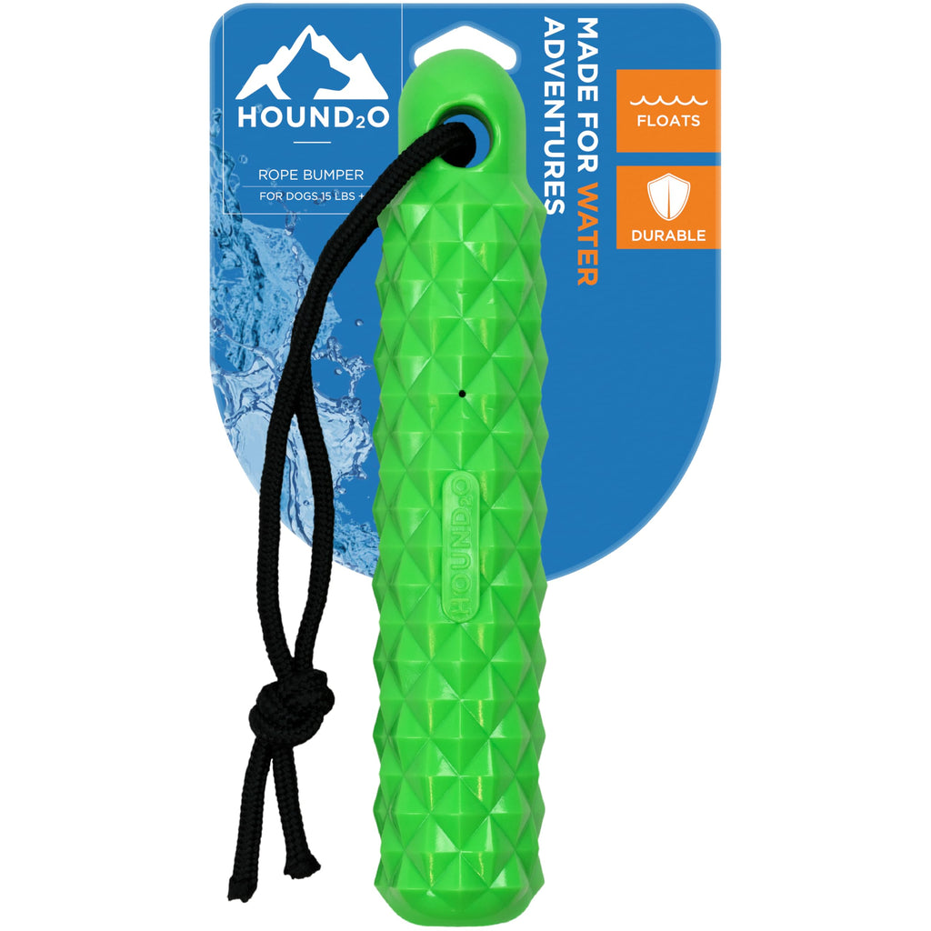Hound2O Rope Bumper Floating Dog Toy with Squeaker – Bright Green Fetch Toy