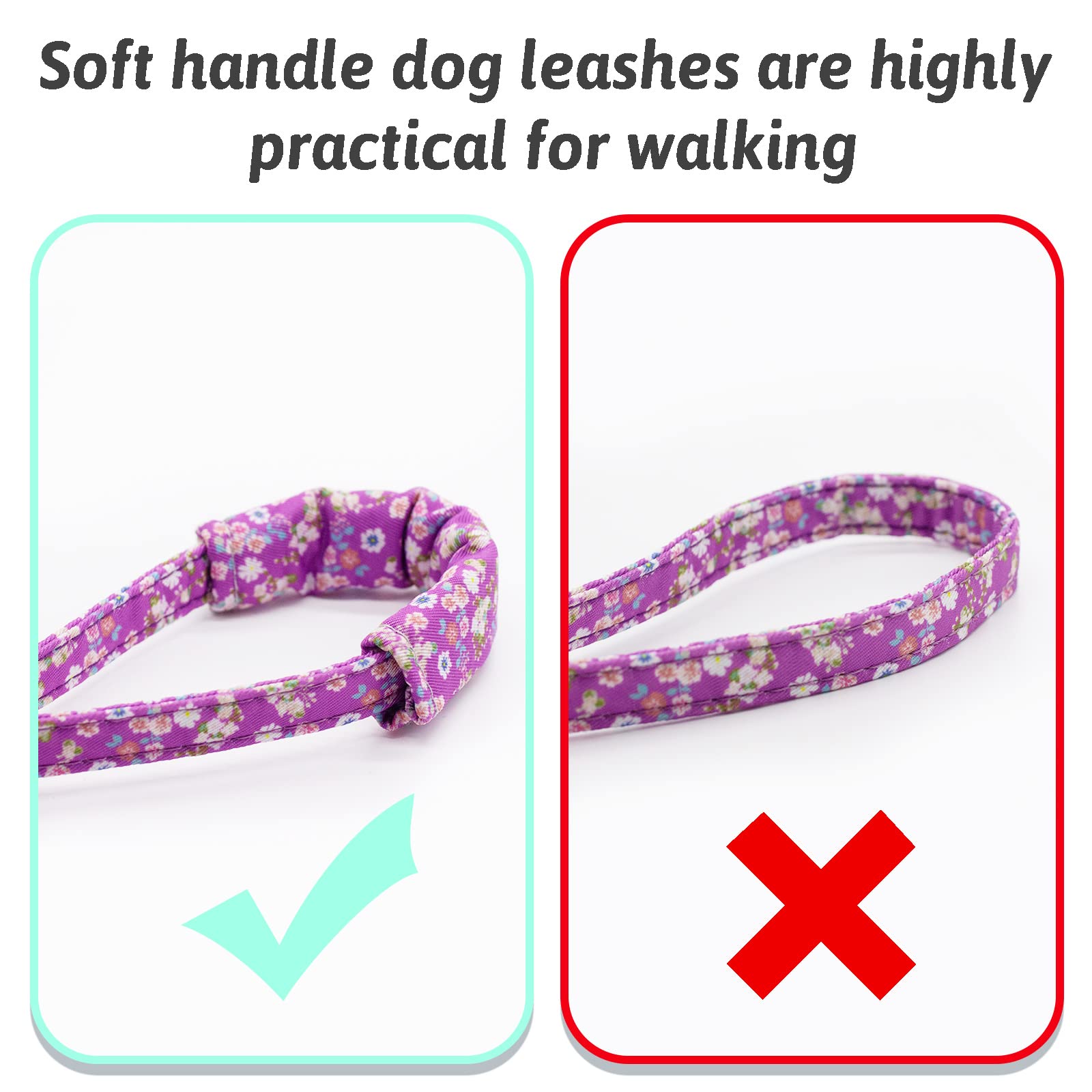 HSIGIO Adjustable Dog Collar and Leash Set with Floral Bow Tie – Purple, Size S for Small to Medium Dogs