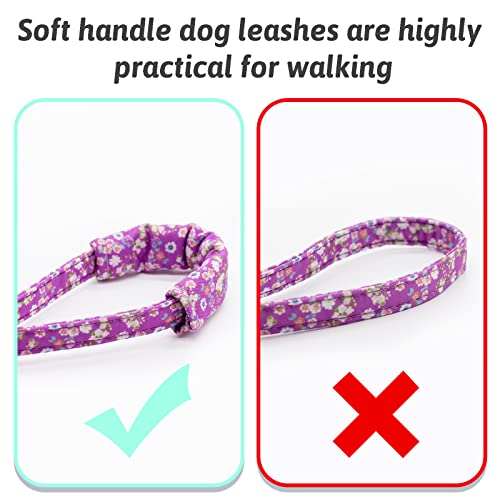 HSIGIO Adjustable Dog Collar and Leash Set with Floral Bow Tie – Purple, Size S for Small to Medium Dogs