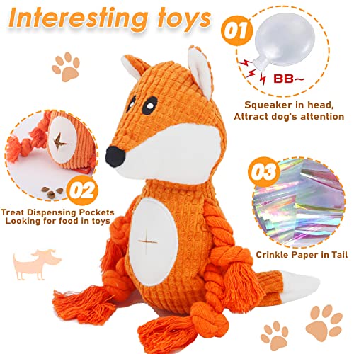 HUGEME Rope Dog Toy with Squeaker – Tug of War and Plush Chew Toy for Small, Medium, Large Dogs