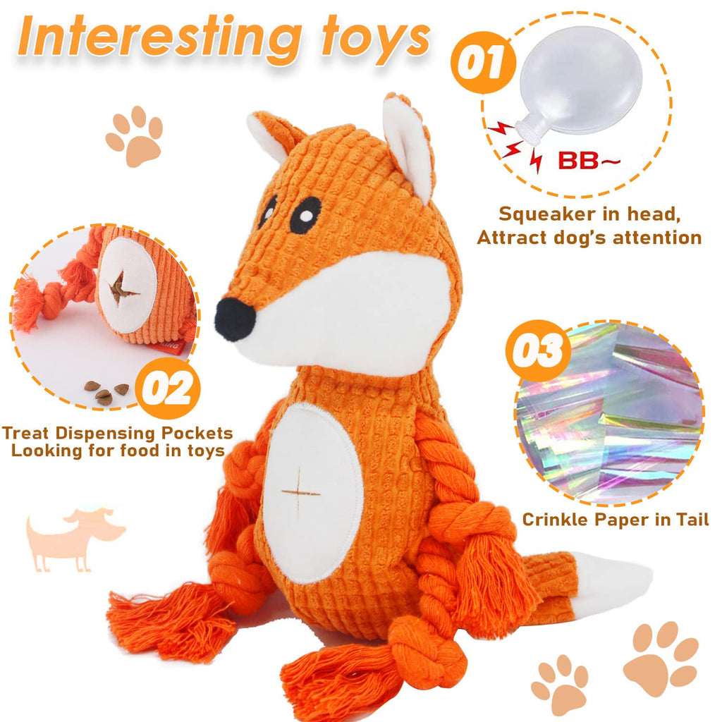 HUGEME Rope Dog Toy with Squeaker – Tug of War and Plush Chew Toy for Small, Medium, Large Dogs
