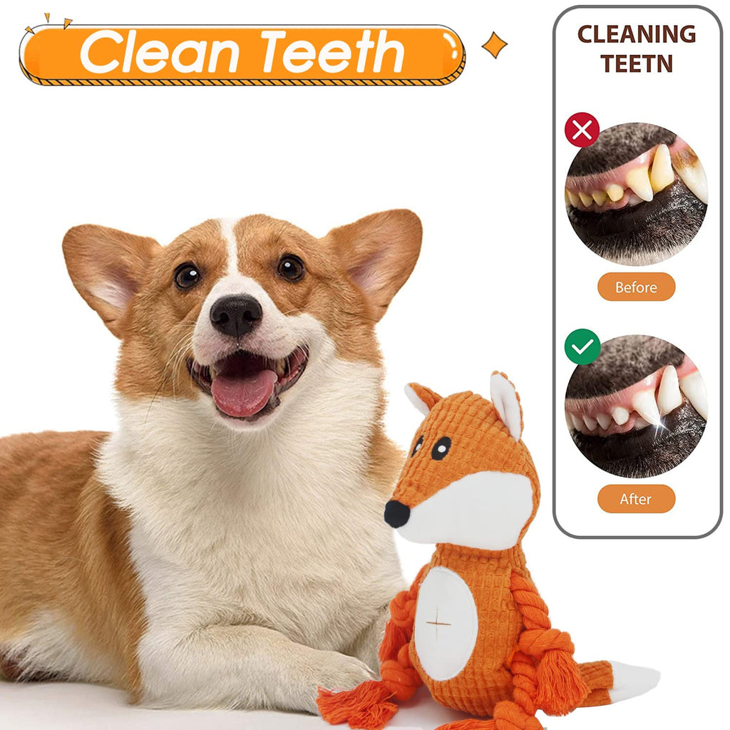 HUGEME Rope Dog Toy with Squeaker – Tug of War and Plush Chew Toy for Small, Medium, Large Dogs