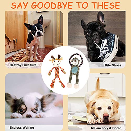 HUGEME Rope Dog Toys for Tug of War – Squeaky Interactive Plush for Small to Large Dogs