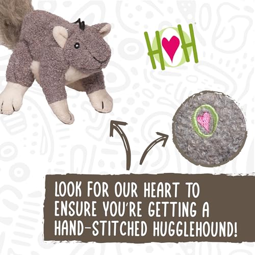 HuggleHounds Lil Feller Squirrel Plush Dog Toy - Soft Corduroy & Faux Fur with Squeaker, Small