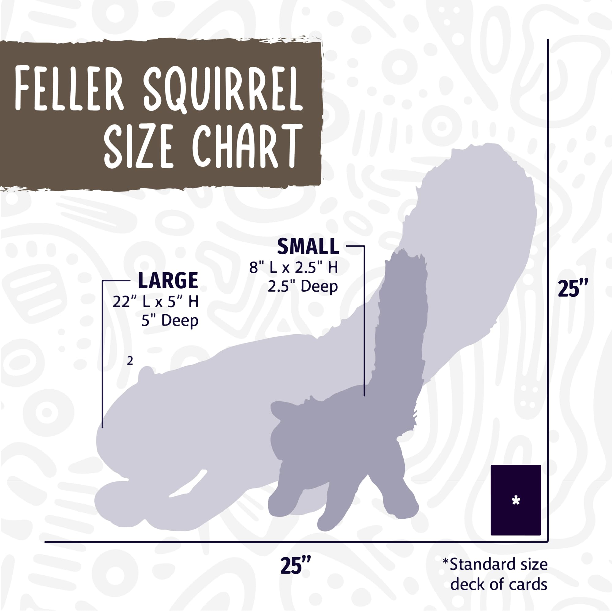 HuggleHounds Lil Feller Squirrel Plush Dog Toy - Soft Corduroy & Faux Fur with Squeaker, Small
